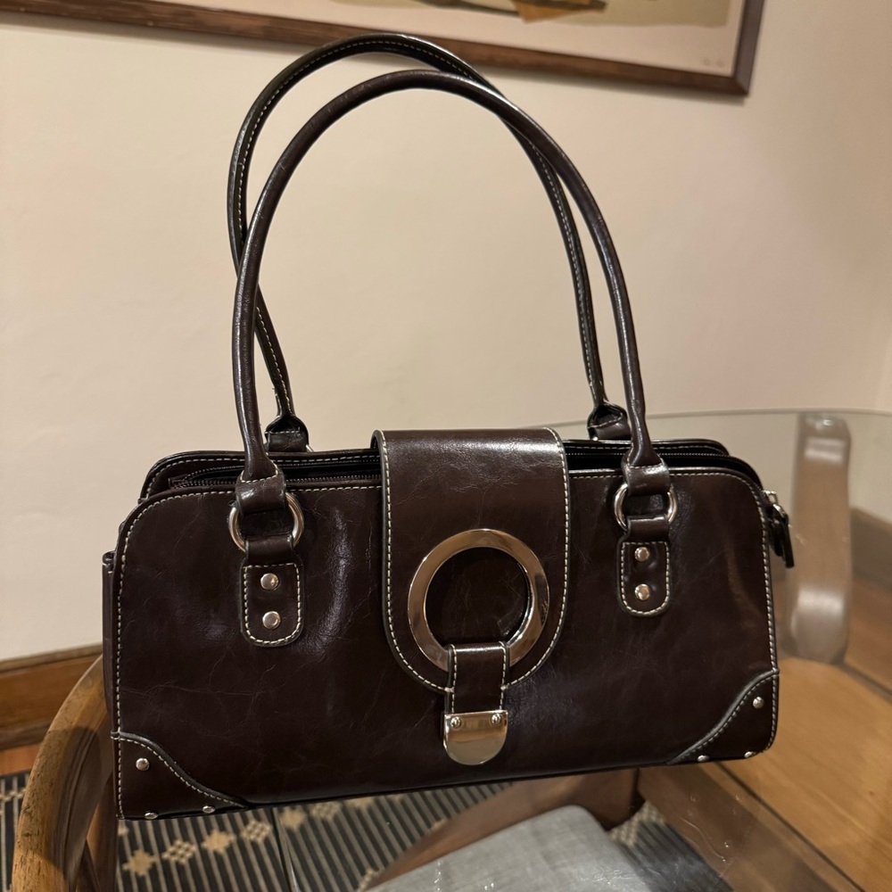 Brown Silver Hardware Y2K 90s shoulder bag handbag purse